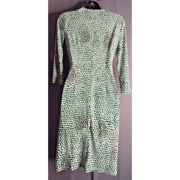 Roz & Ali Faux Wrap Sheath Dress Green White Polka Dot Stretch Womens Size XS - Picture 12 of 13